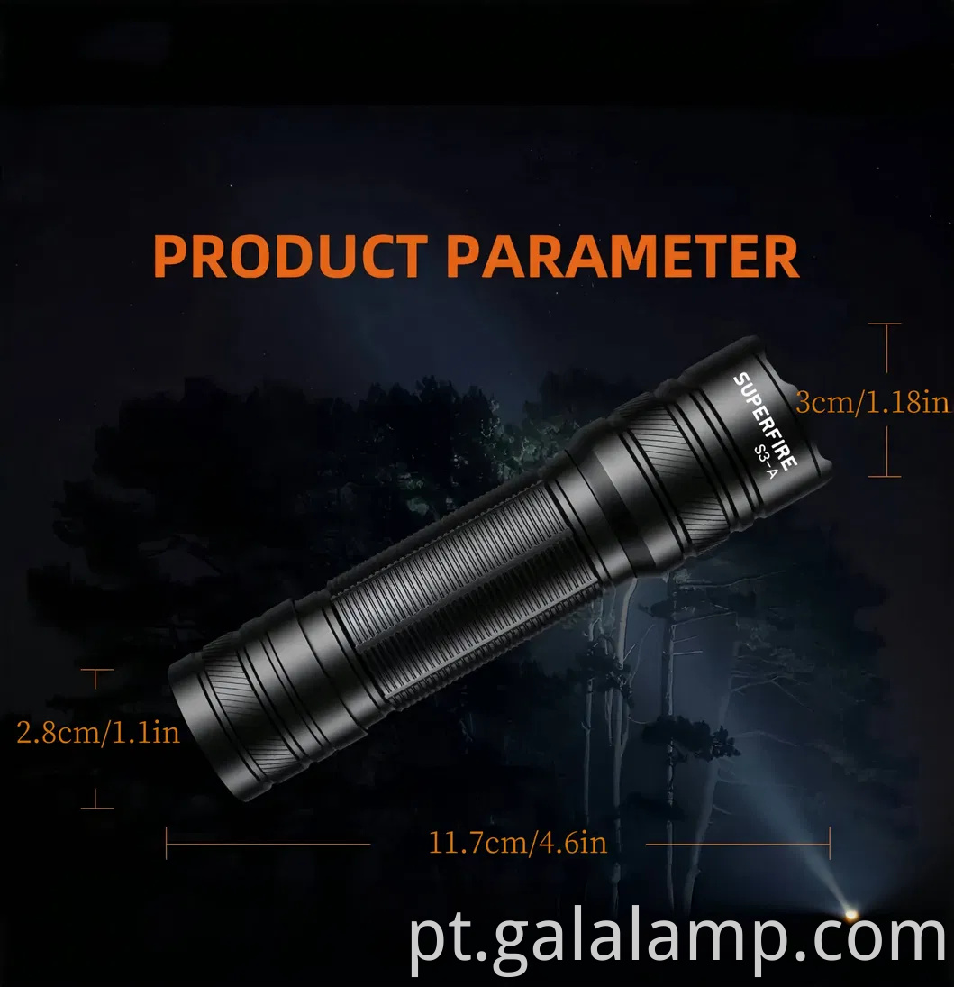 Mini lanterna, liga de alumínio S3-A, lanterna de iluminação externa com zoom variável